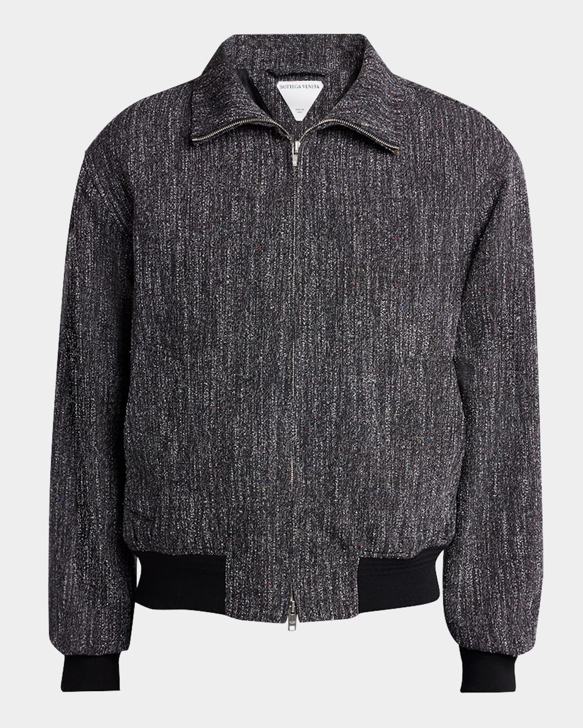 Bottega Veneta Men's Multicolor Fleck Zip Jacket In Nero/natur