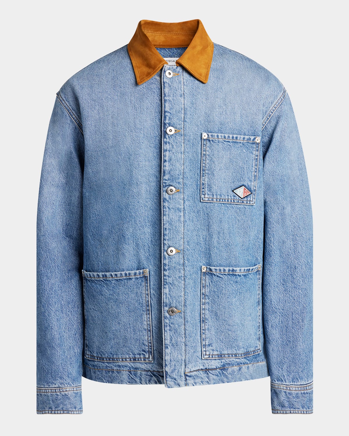 Shop Bottega Veneta Men's Eco Wash Denim Blouson Jacket In Azure