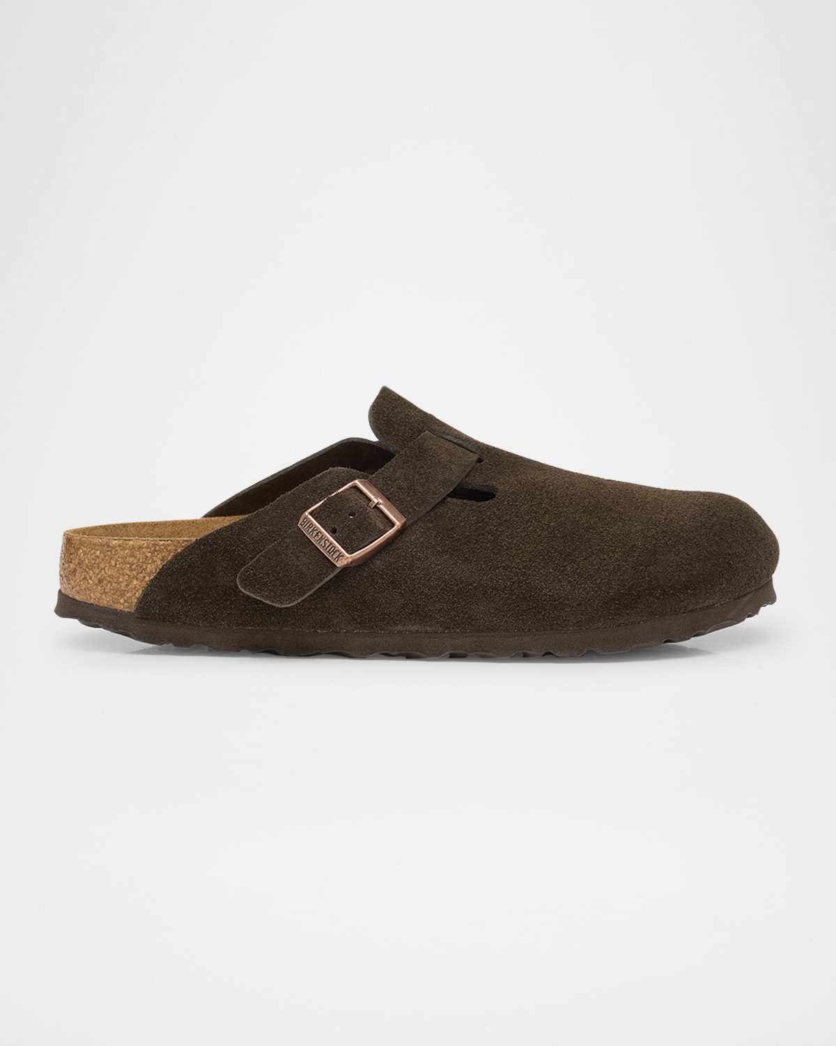BIRKENSTOCK BOSTON SUEDE BUCKLE SLIDE CLOGS 