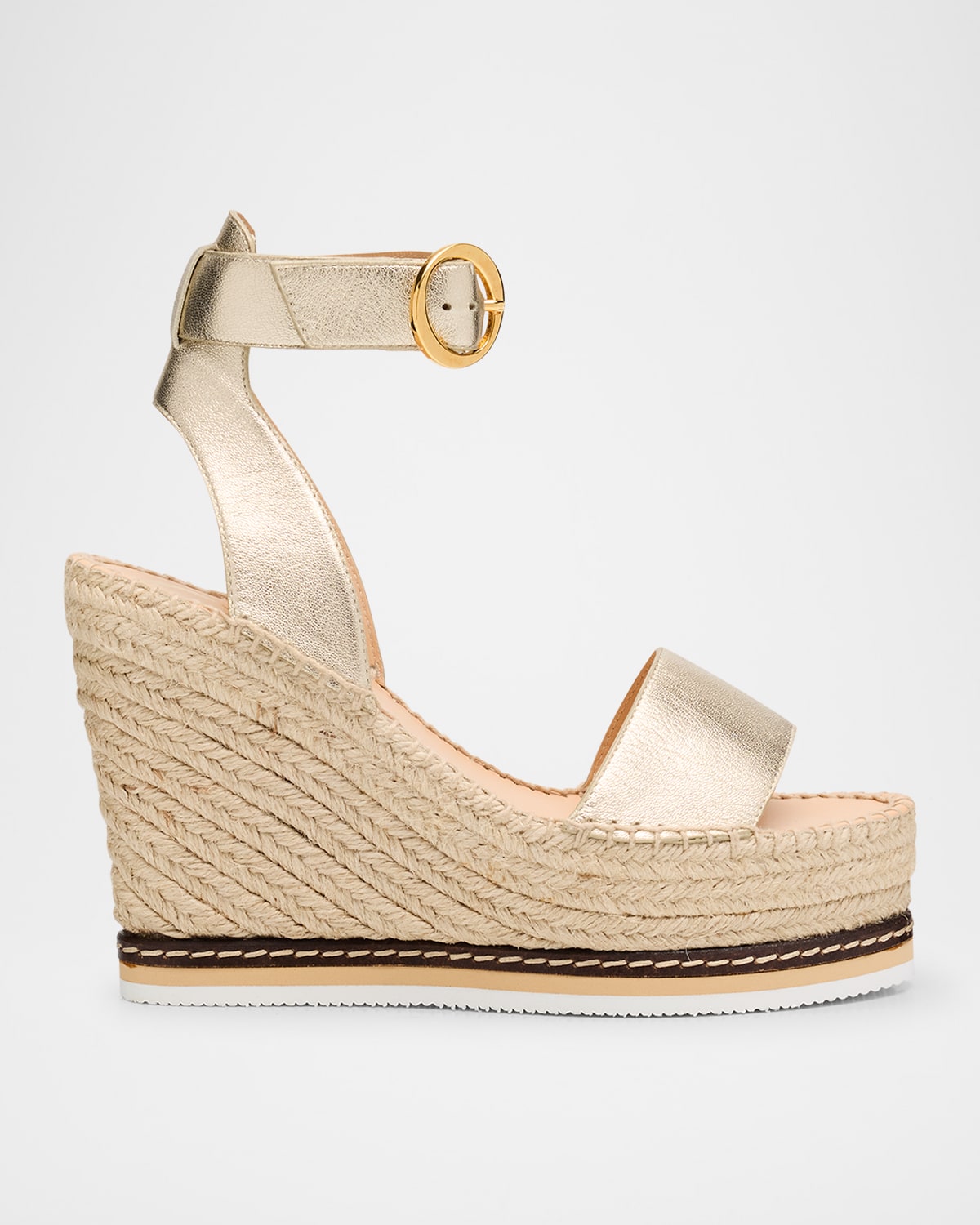 Lily Metallic Leather Wedge Espadrilles
