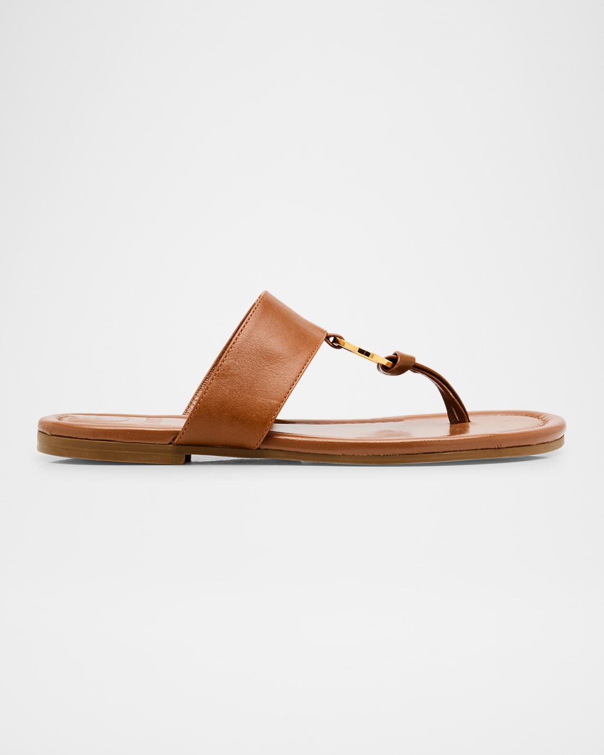 Shop Odissi Olivia Leather Flat Slide Sandals In Tan