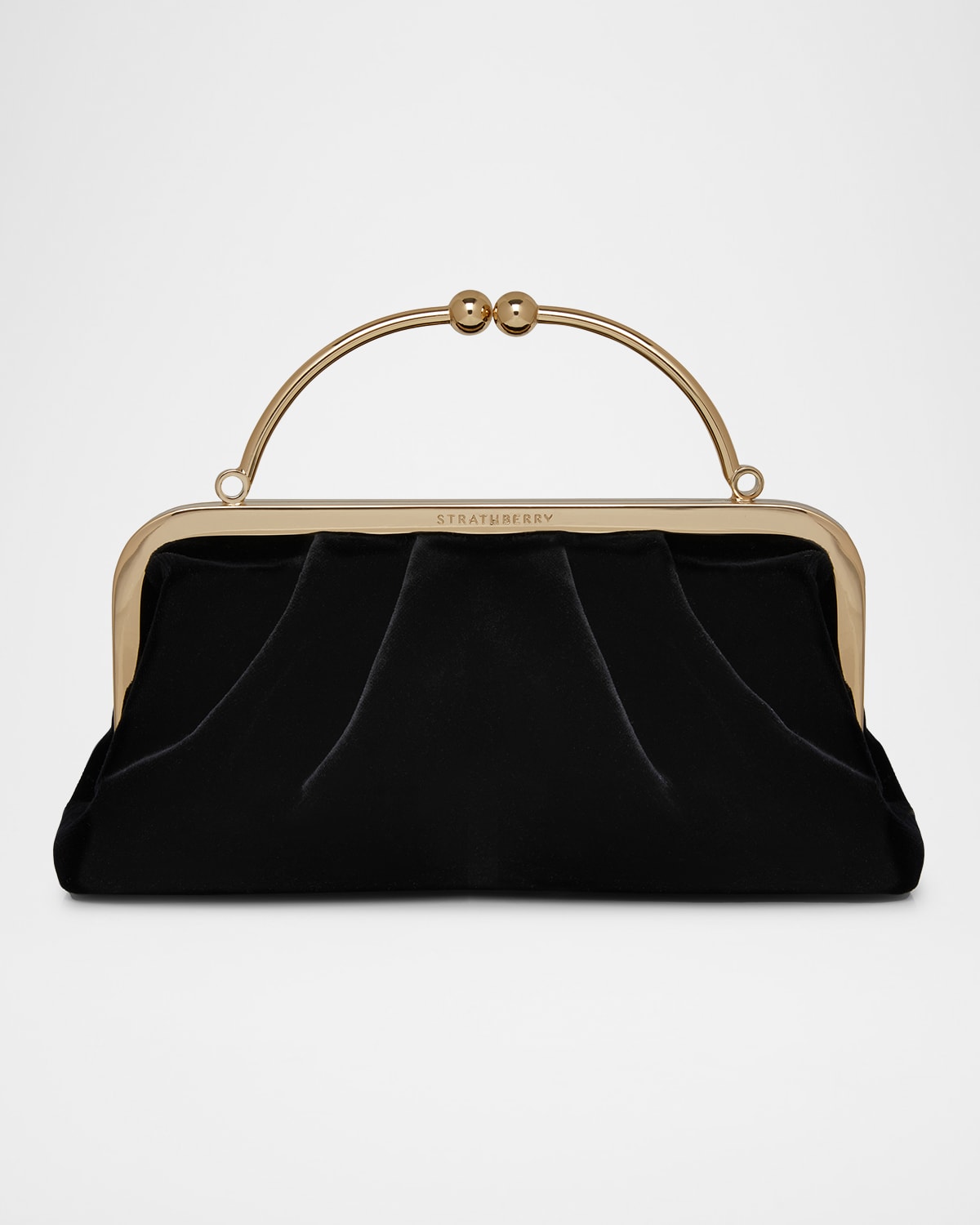 Strathberry Frame Velvet Top-handle Bag In Black