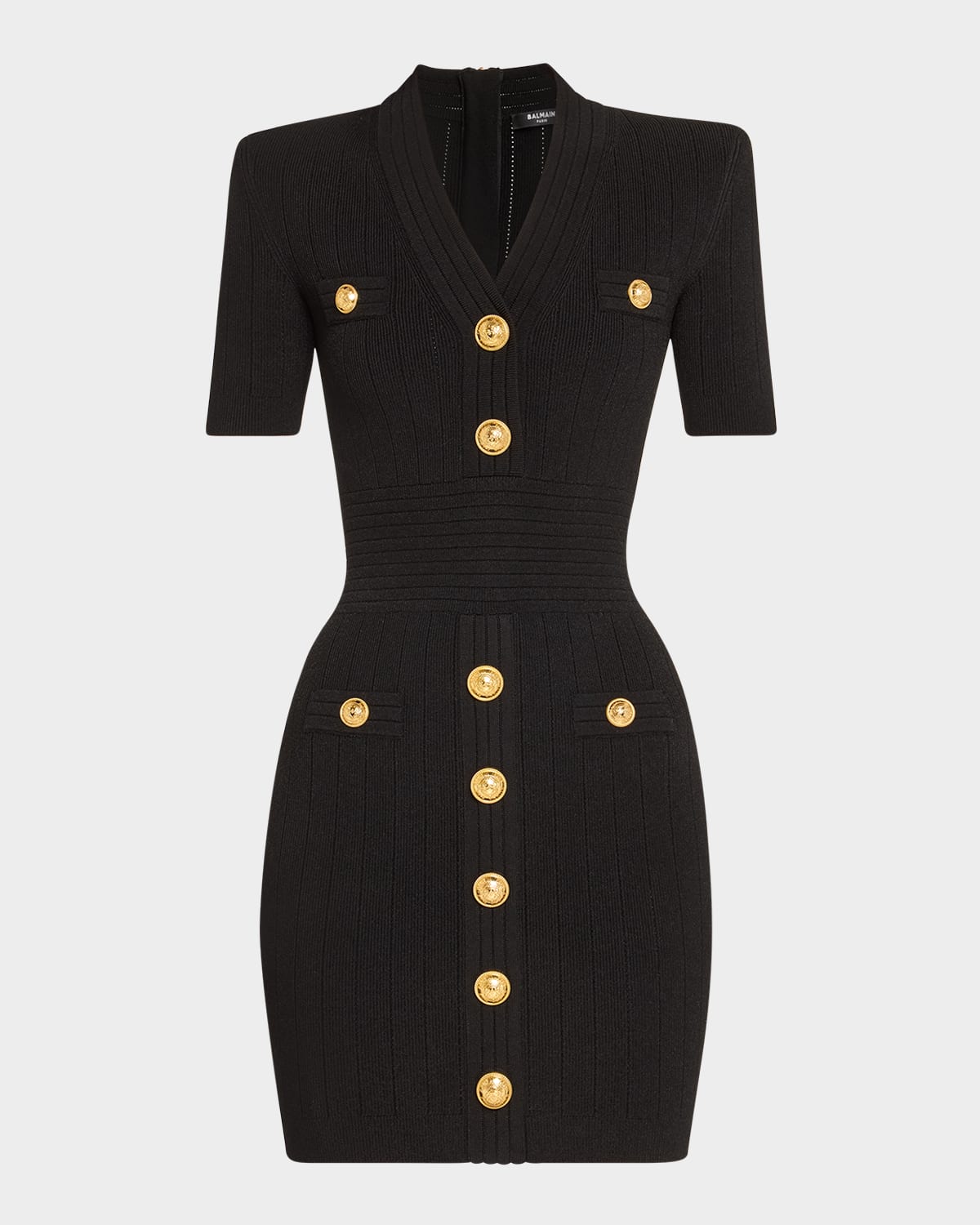 V-Neck 4 Pocket Mini Knit Dress