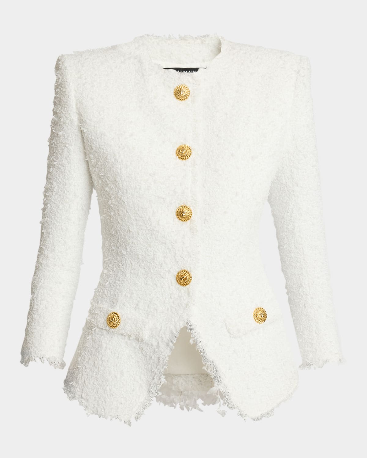 Balmain White Structured Blazer With Buttons And Pockets In White
