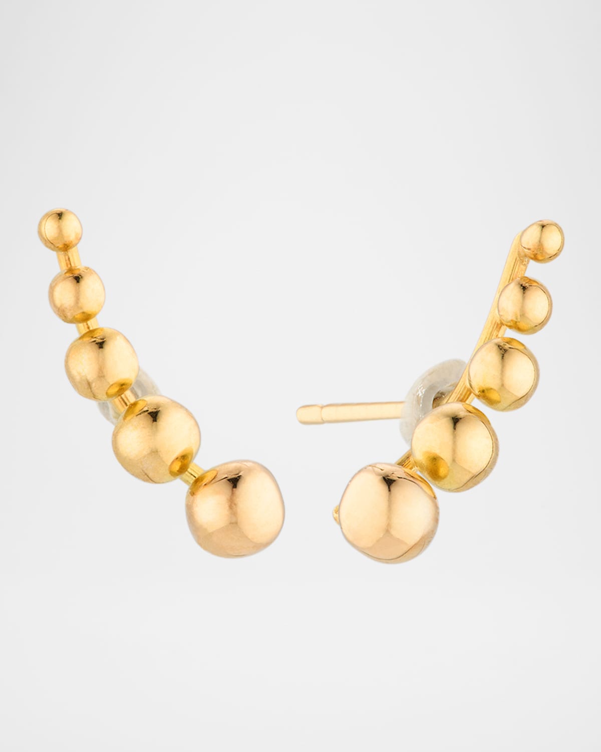 18K Yellow Gold Ball Climber Earrings