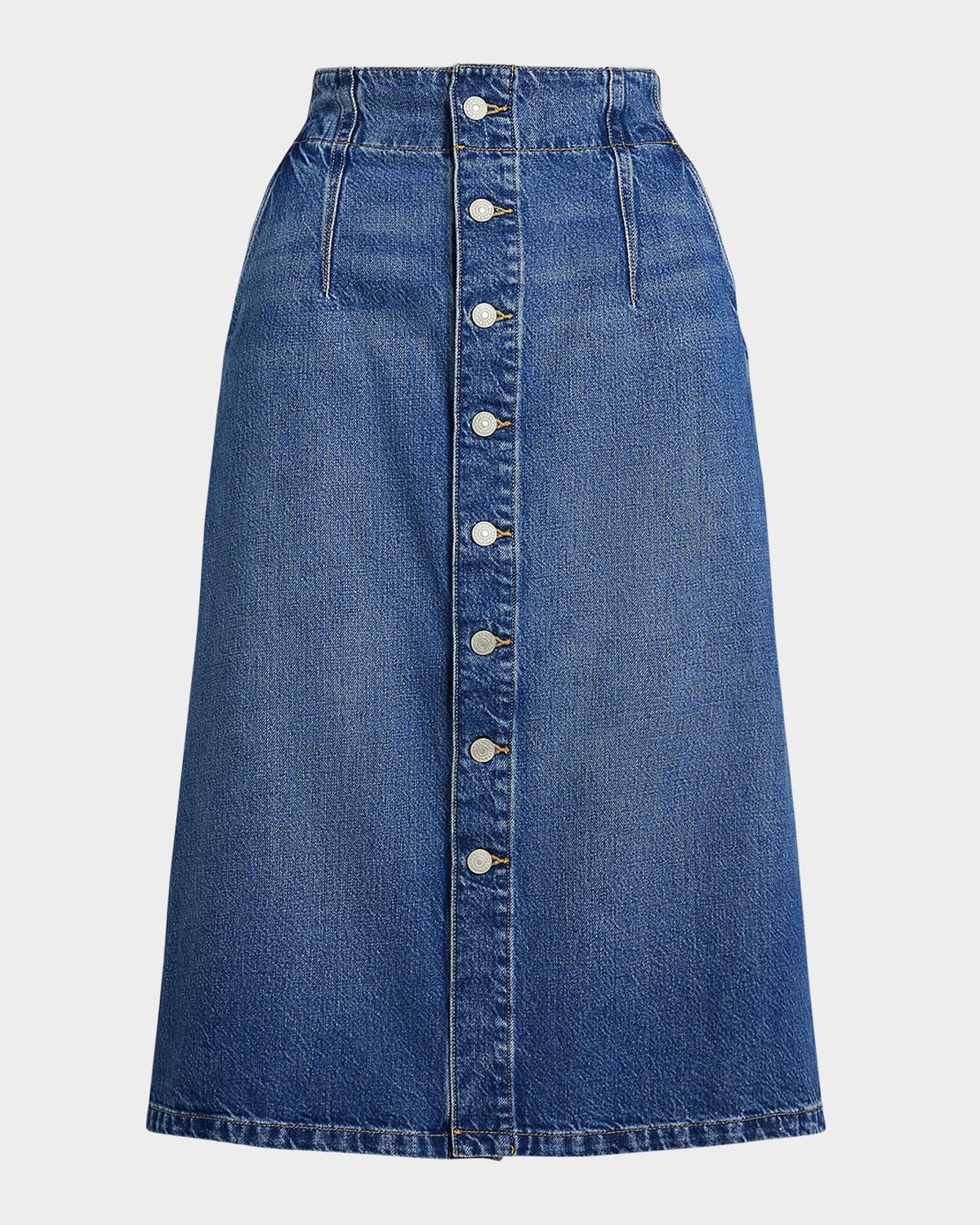 Shop Polo Ralph Lauren Denim A-line Midi Skirt In Colel Wash