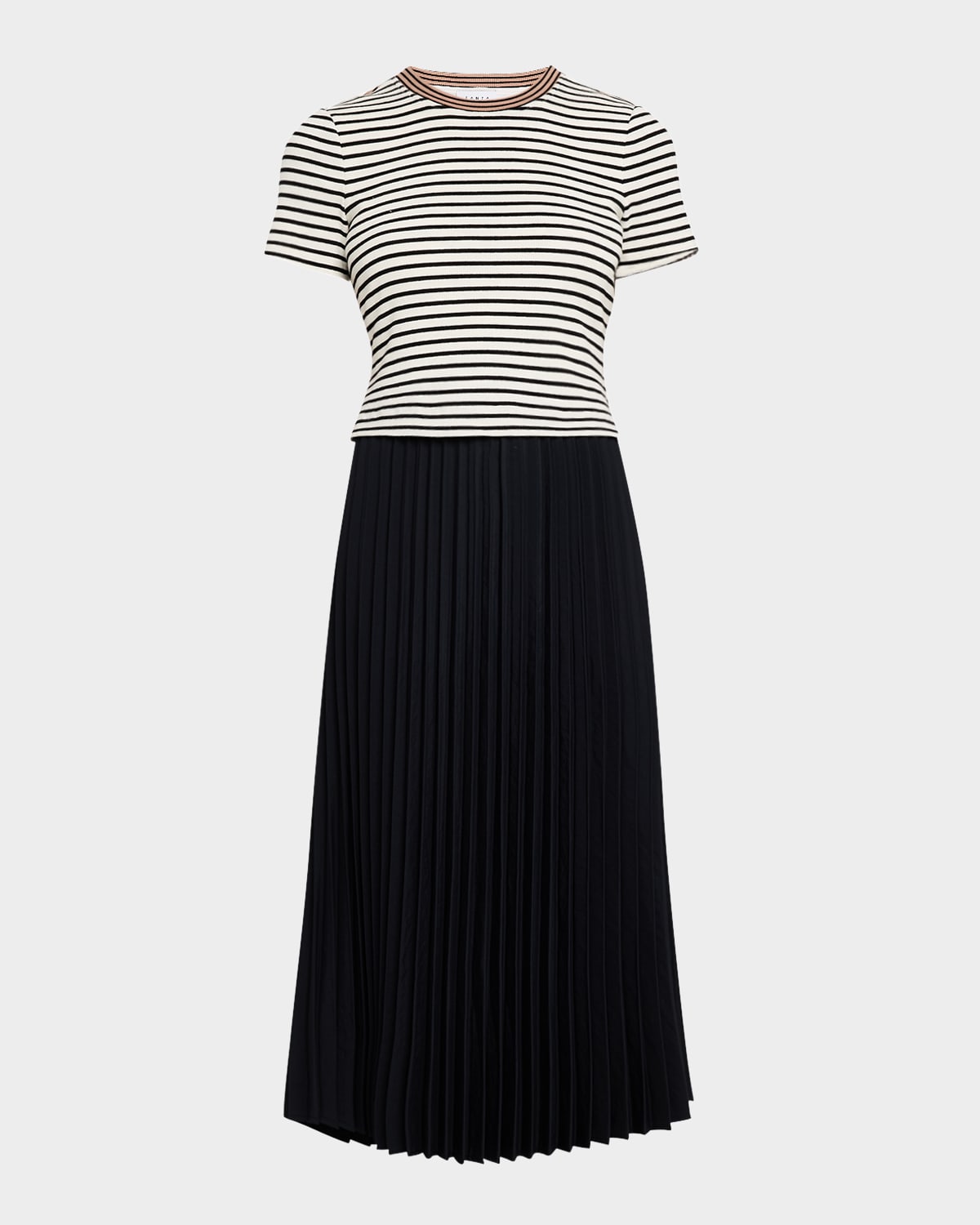 Logan Pleated Stripe Midi Shirt Dress