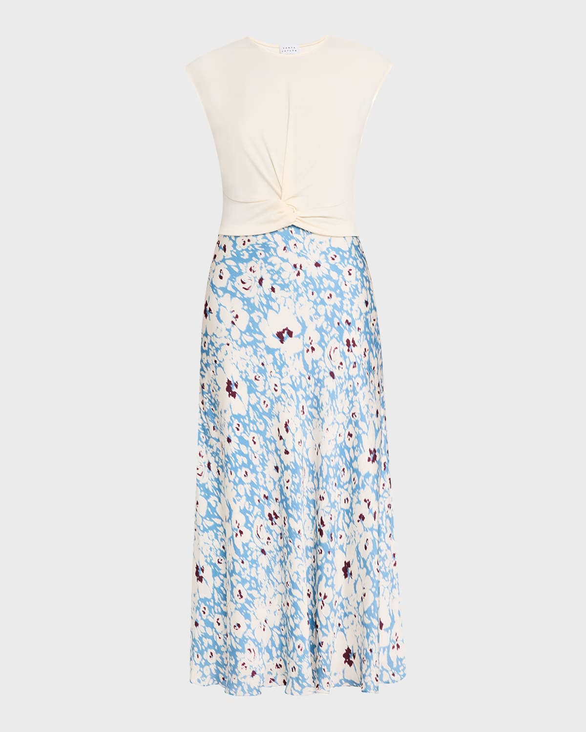 Rosabeth Short-Sleeve Floral Combo Midi Dress