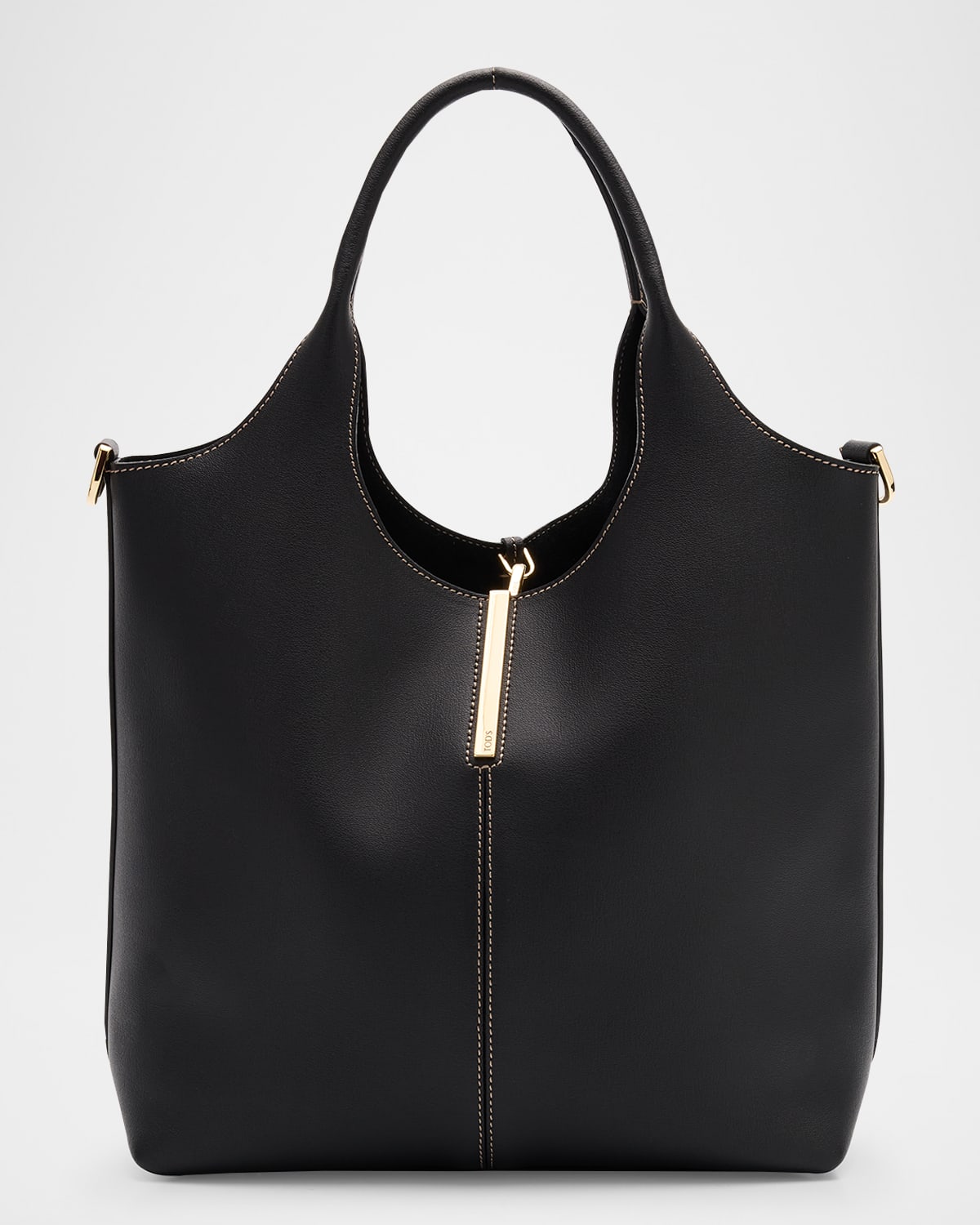 Small North-South Leather Tote Bag