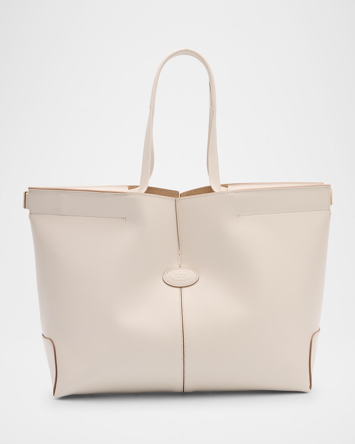 Tod's Shopping Leather Tote Bag In Bianco Calce