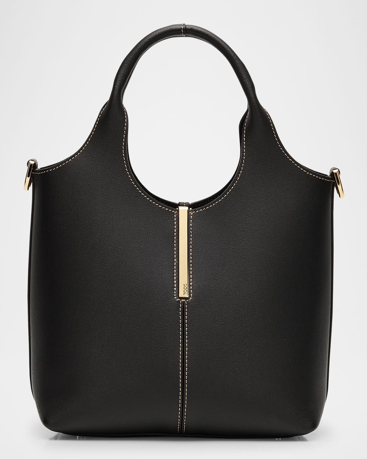 Tod's Mini Leather Shopping Bag Tote In Nero