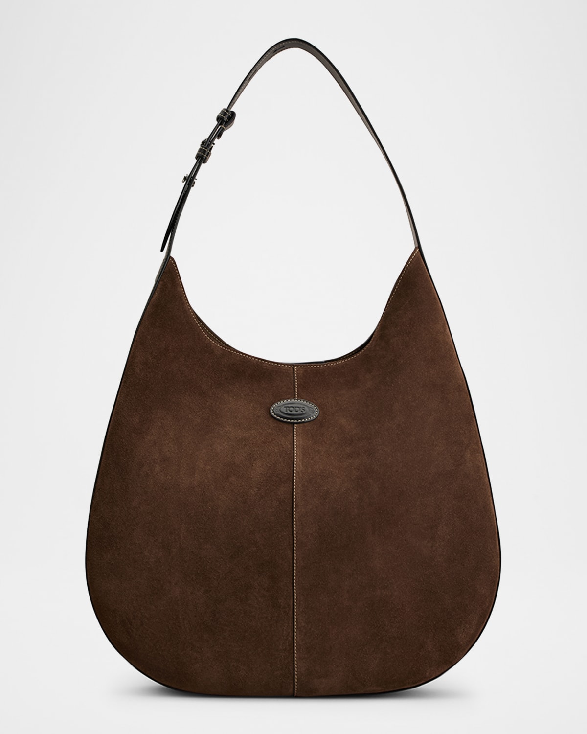 Shop Tod's Medium Suede & Leather Hobo Bag In Marrone Africa Nero