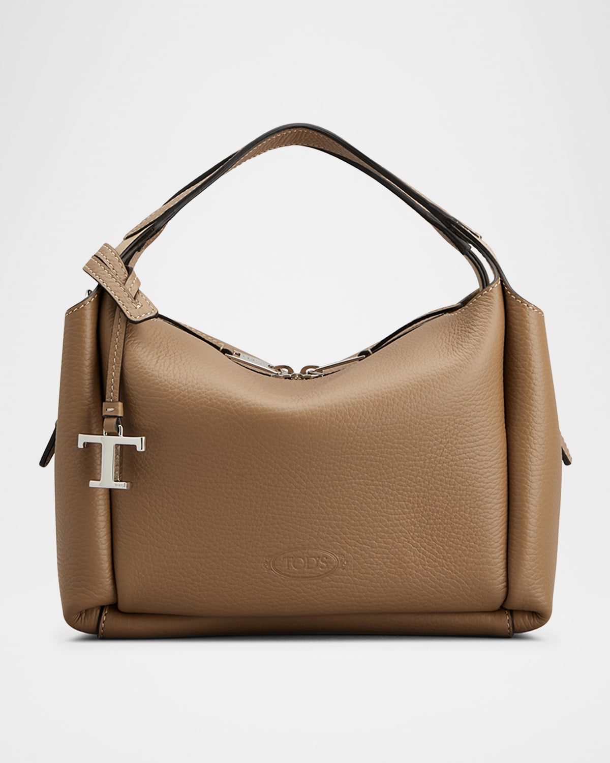 Tod's Api Mini Zip Leather Top-handle Bag In Cappuccino Naturale