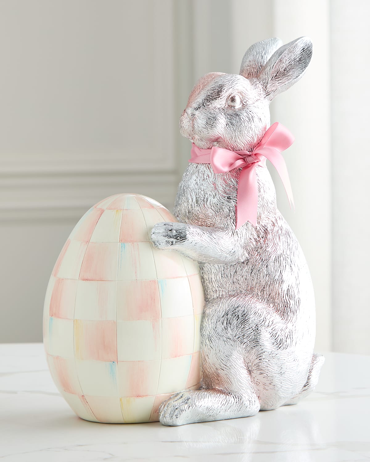 Mackenzie-childs Rosy Check Silver Foil Bunny