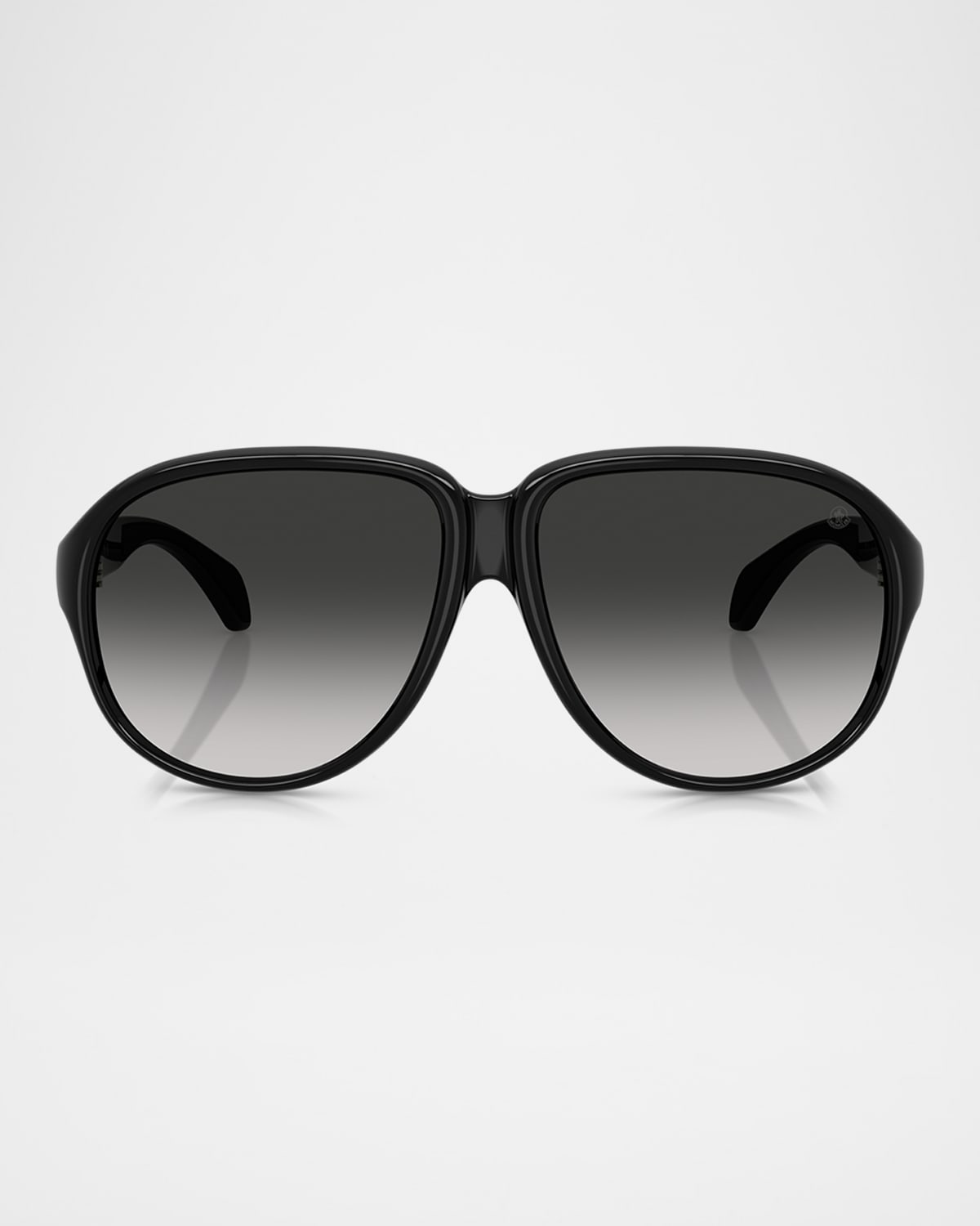 Moncler Men's Me8001 Aviator Sunglasses In Shiny Black