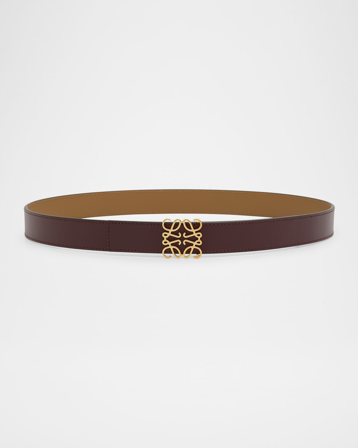 Loewe Anagram Reversible Leather Belt In Brown