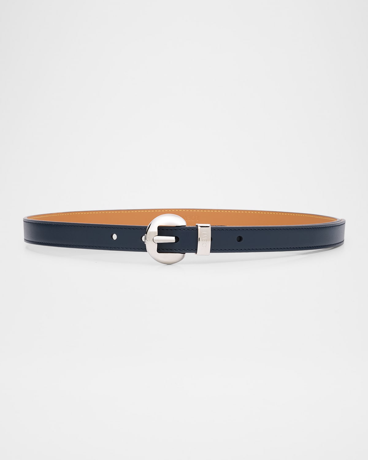 Pebble Leather Skinny Belt