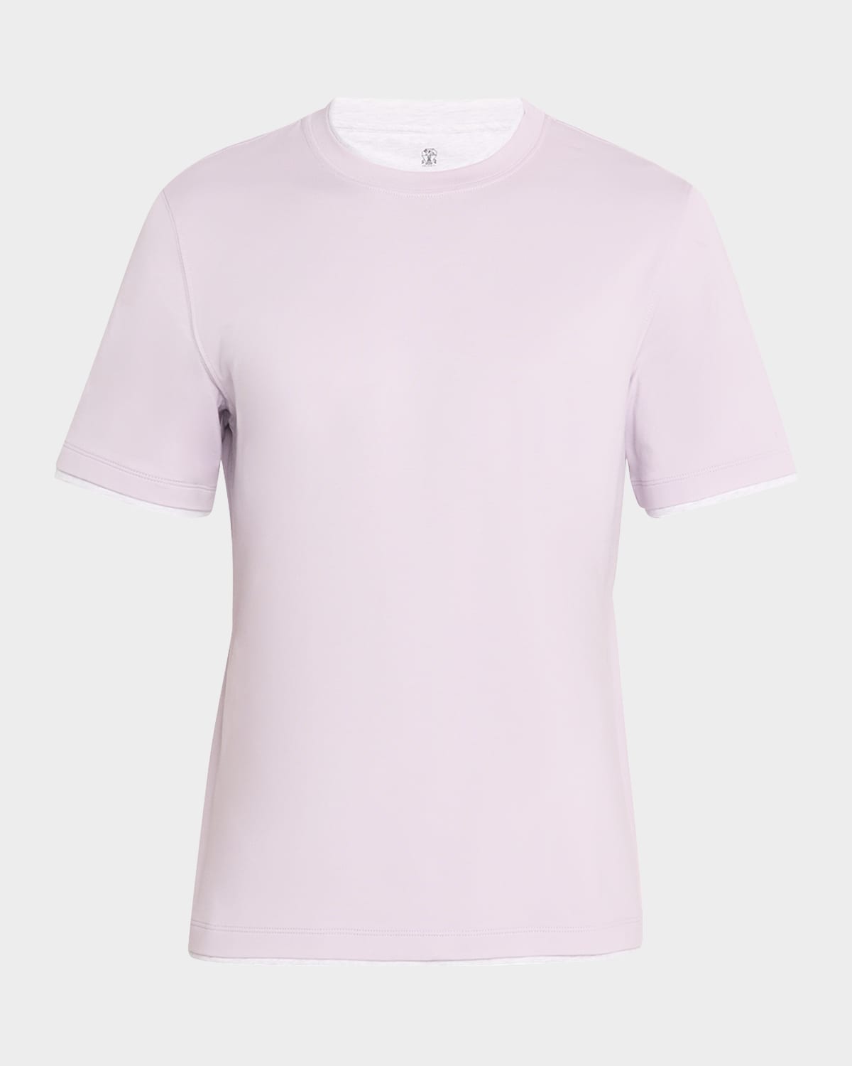 Brunello Cucinelli T-shirt With Layered Design In Lavender Pearl