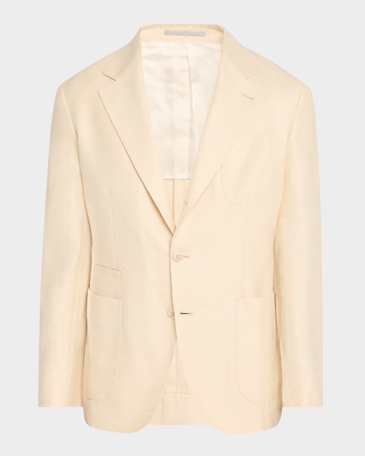 Brunello Cucinelli Men's Resca Textured Solid Sport Coat In Cream