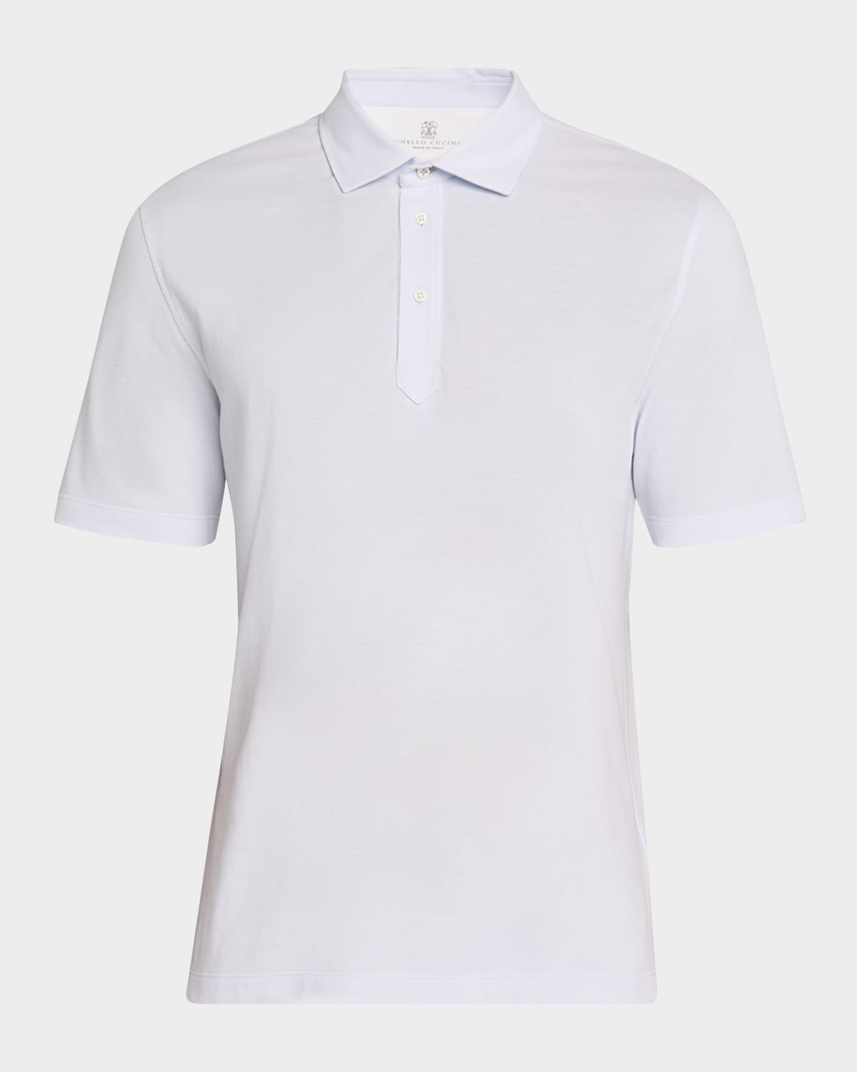 Brunello Cucinelli Men's Slim Cotton Polo Shirt In Sky Blue