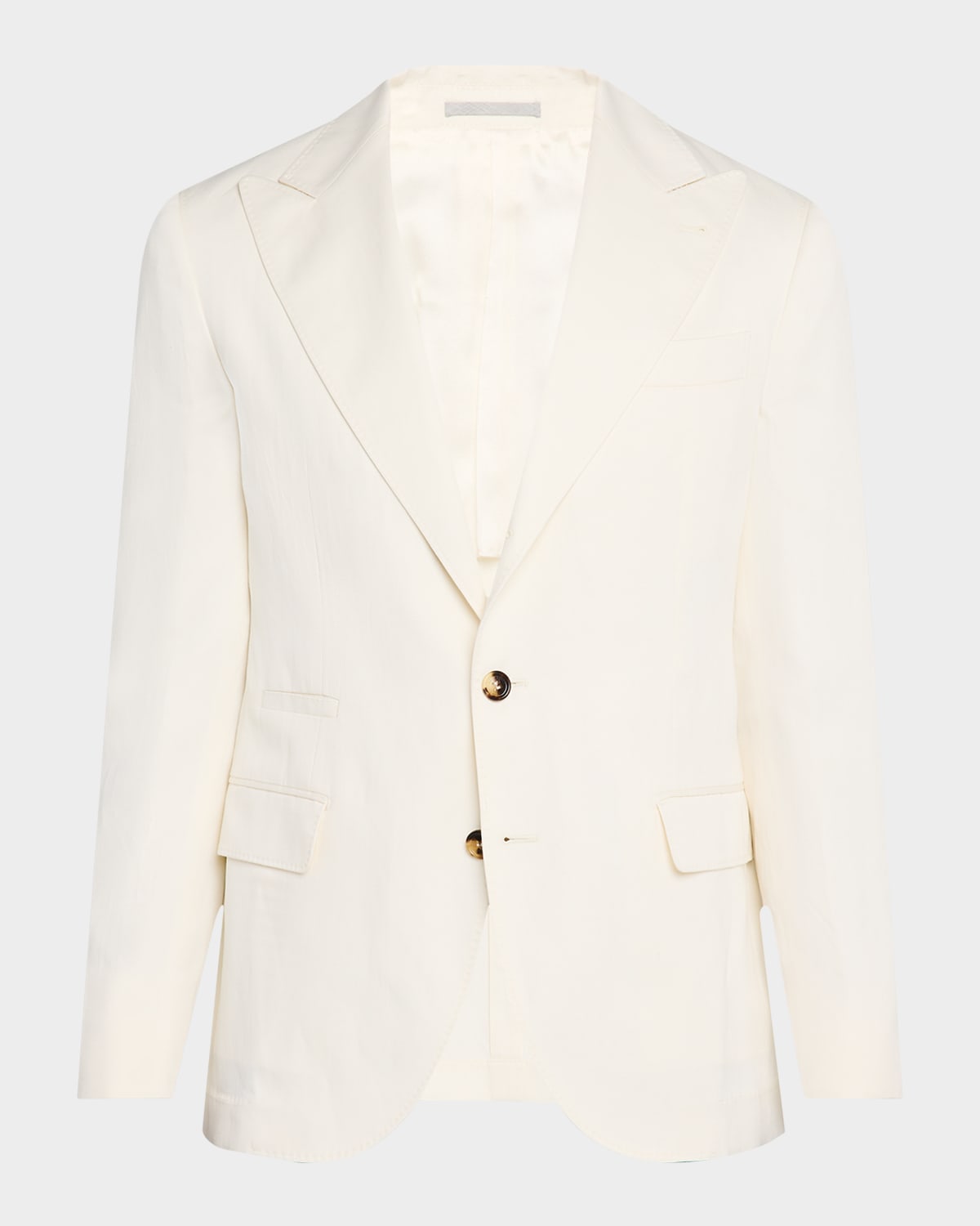 Brunello Cucinelli Men's Silk And Linen Gabardine Sport Coat In Off White