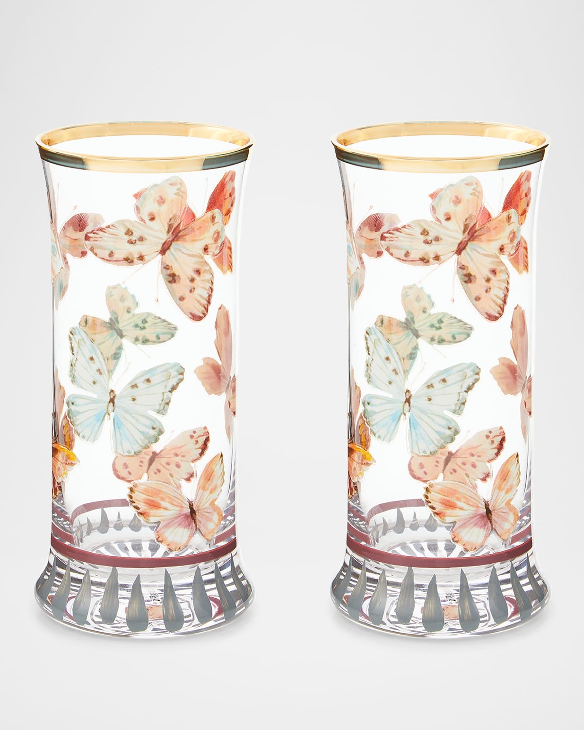 Mackenzie-childs Butterfly Hill Highball Glasses, Set Of 2 In Multi
