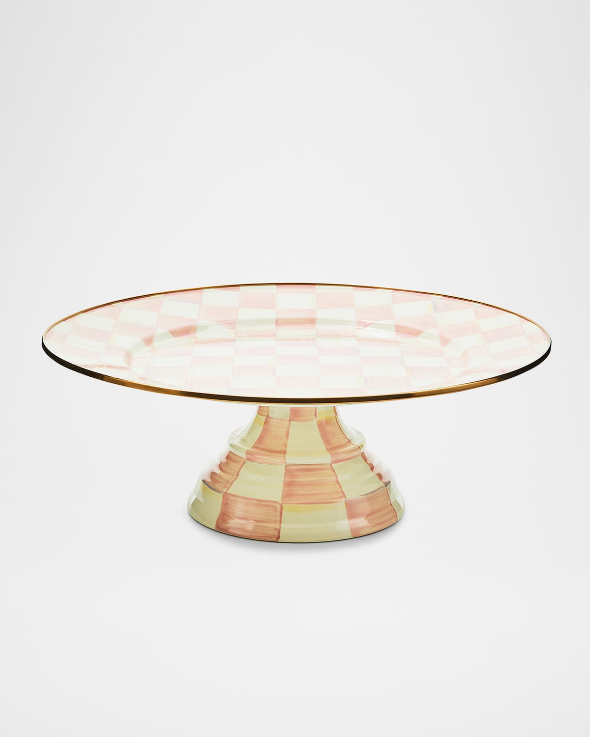 Mackenzie-childs Rosy Check Large Pedestal Platter