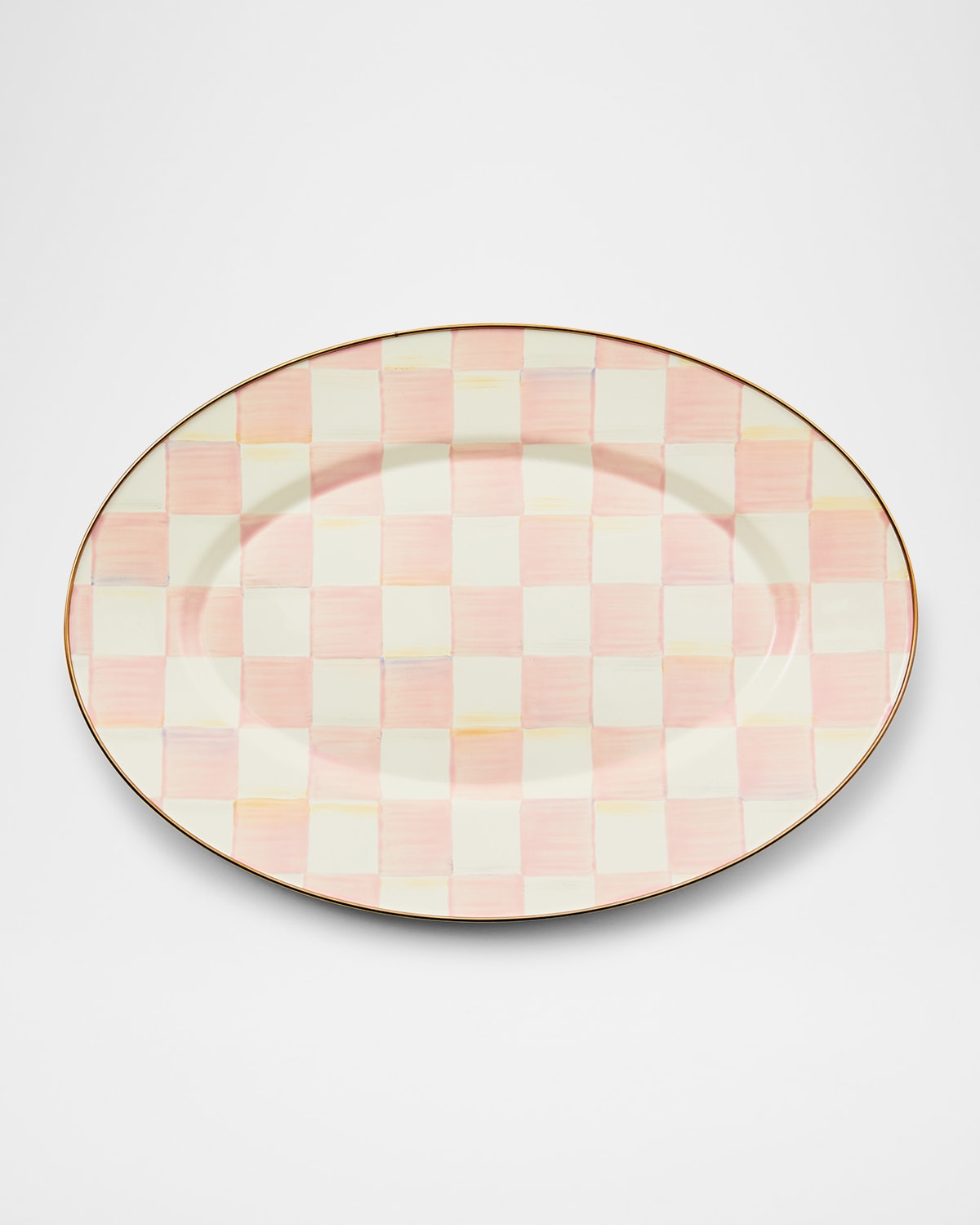 Mackenzie-childs Rosy Check Small Oval Platter
