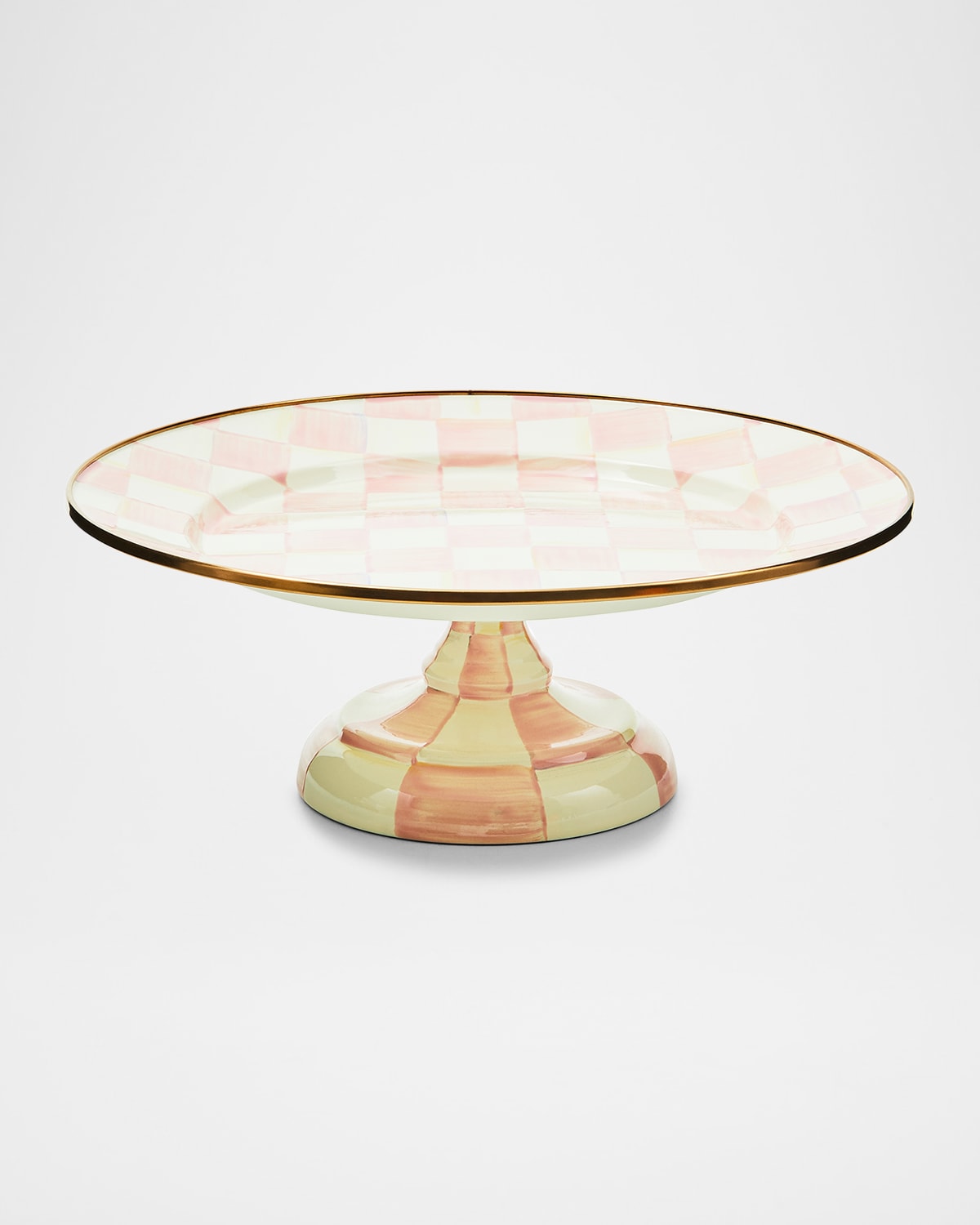 Mackenzie-childs Rosy Check Small Pedestal Platter