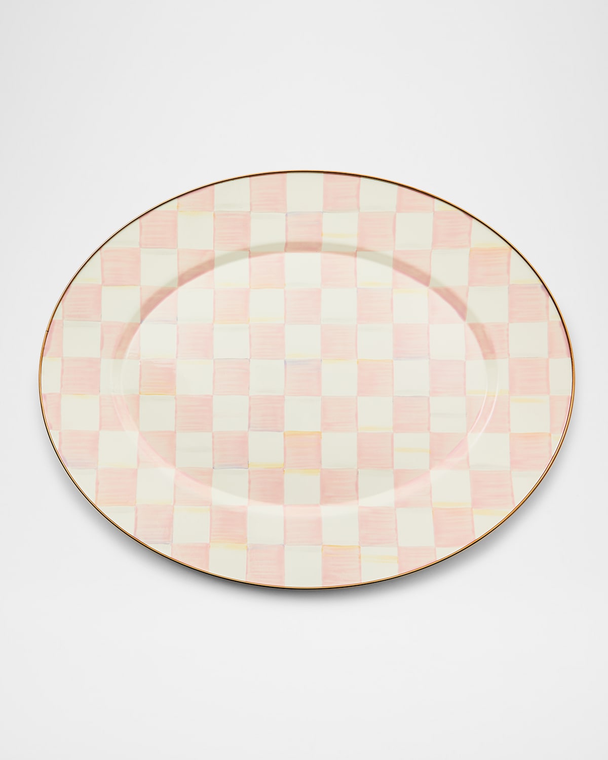 Mackenzie-childs Rosy Check Large Oval Platter