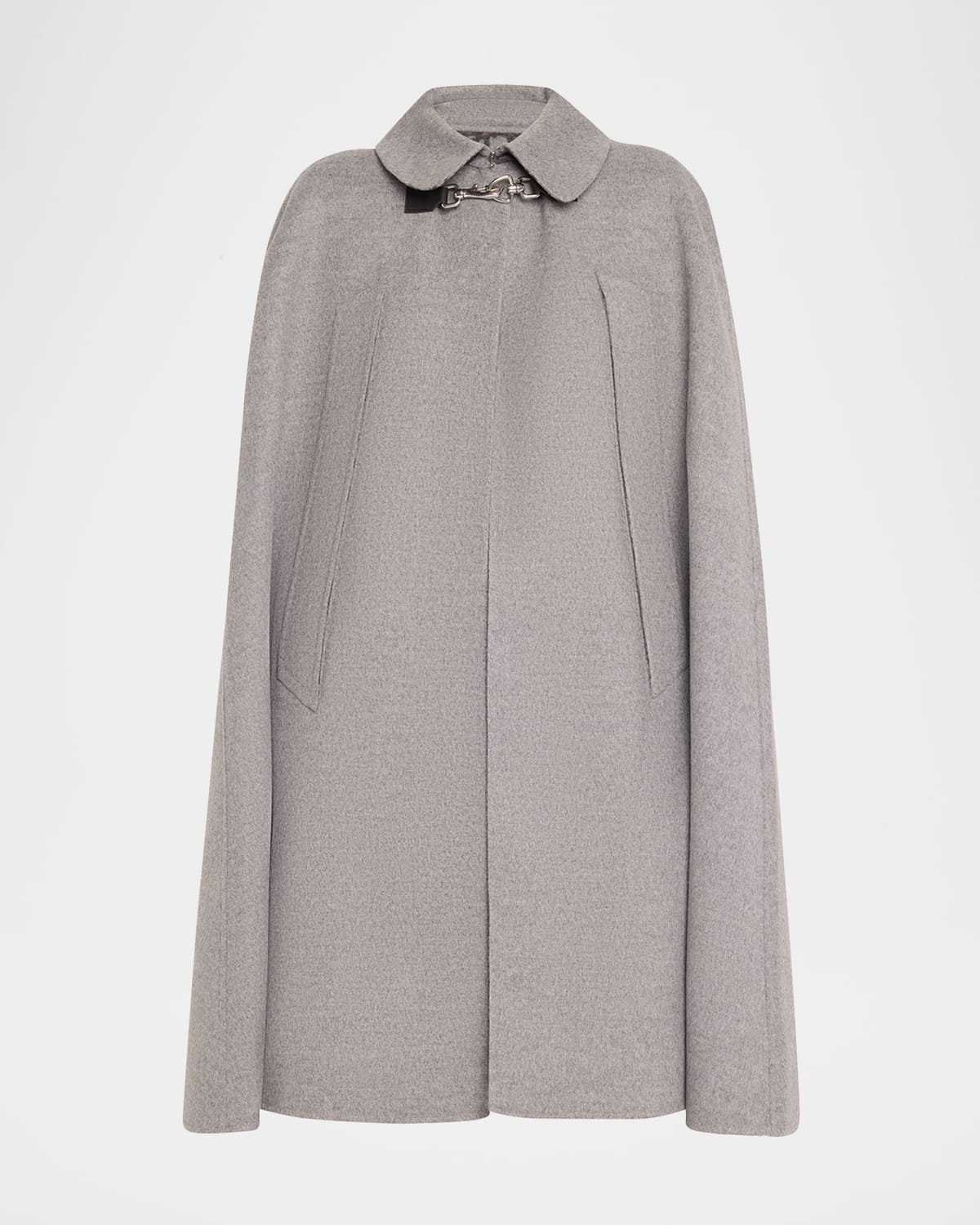 Burberry Clasp Closure Wool Cashmere Cape In Iron Grey