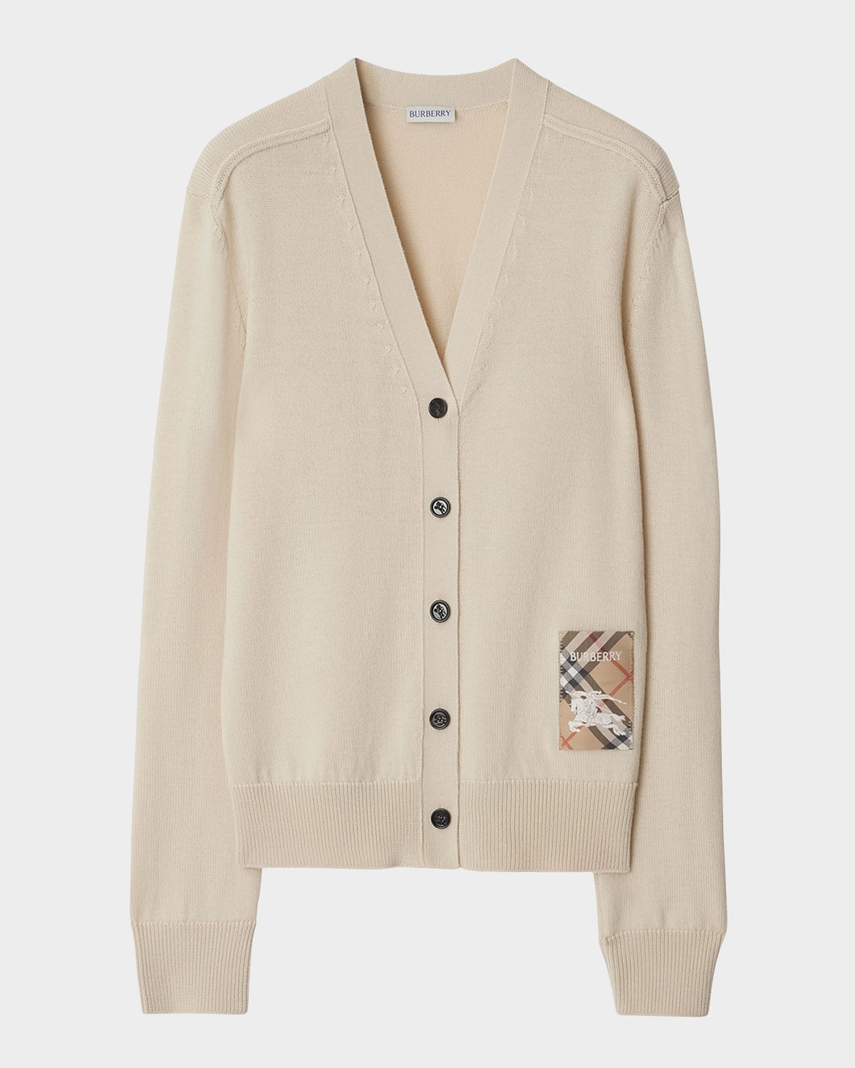 Shop Burberry Logo Patch V-neck Cardigan In Nutmeg