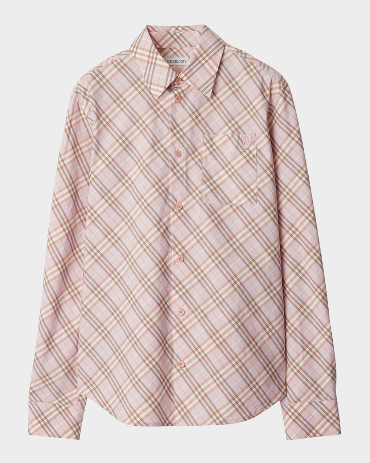 BURBERRY CHECK COTTON BUTTON-DOWN SHIRT 