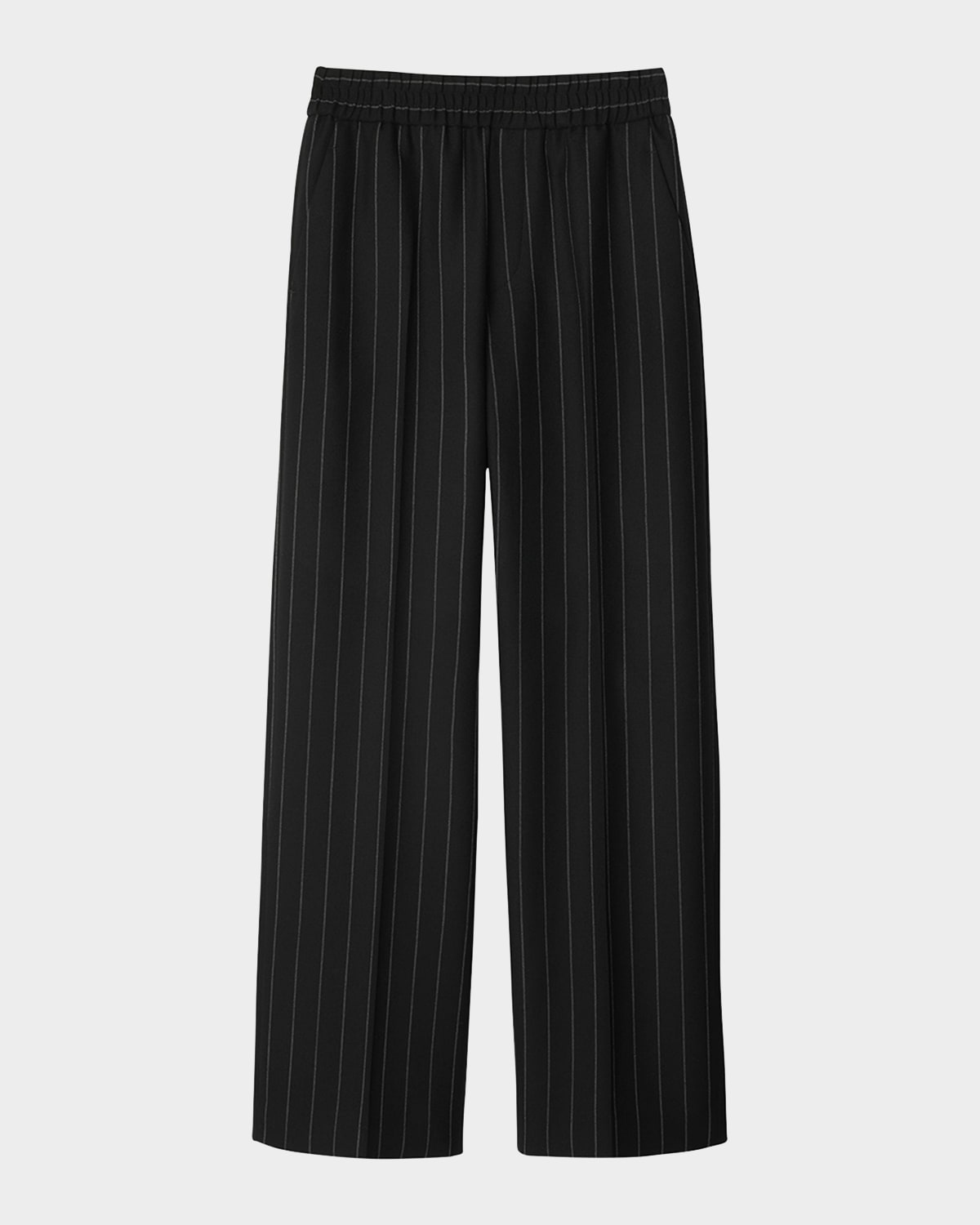 Burberry Pinstripe Wool Fine Cut Trousers In Coalcobble