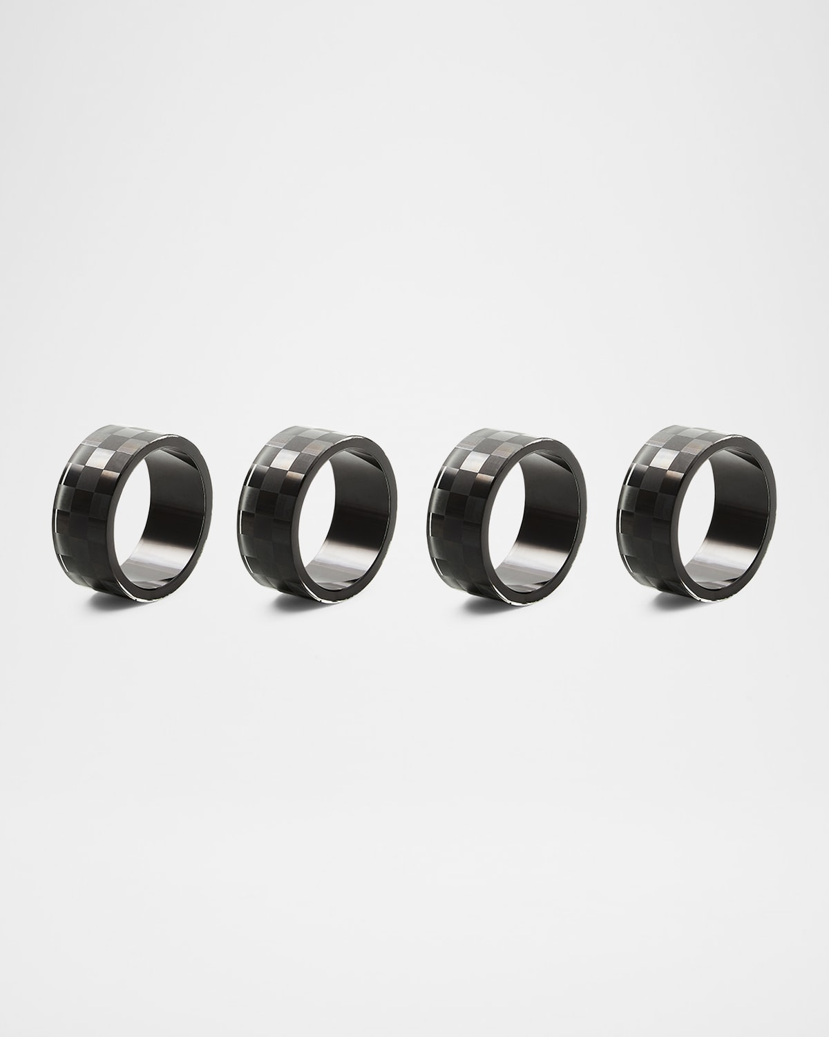 Mackenzie-childs Black Check Napkin Ring, Set Of 4 In Black