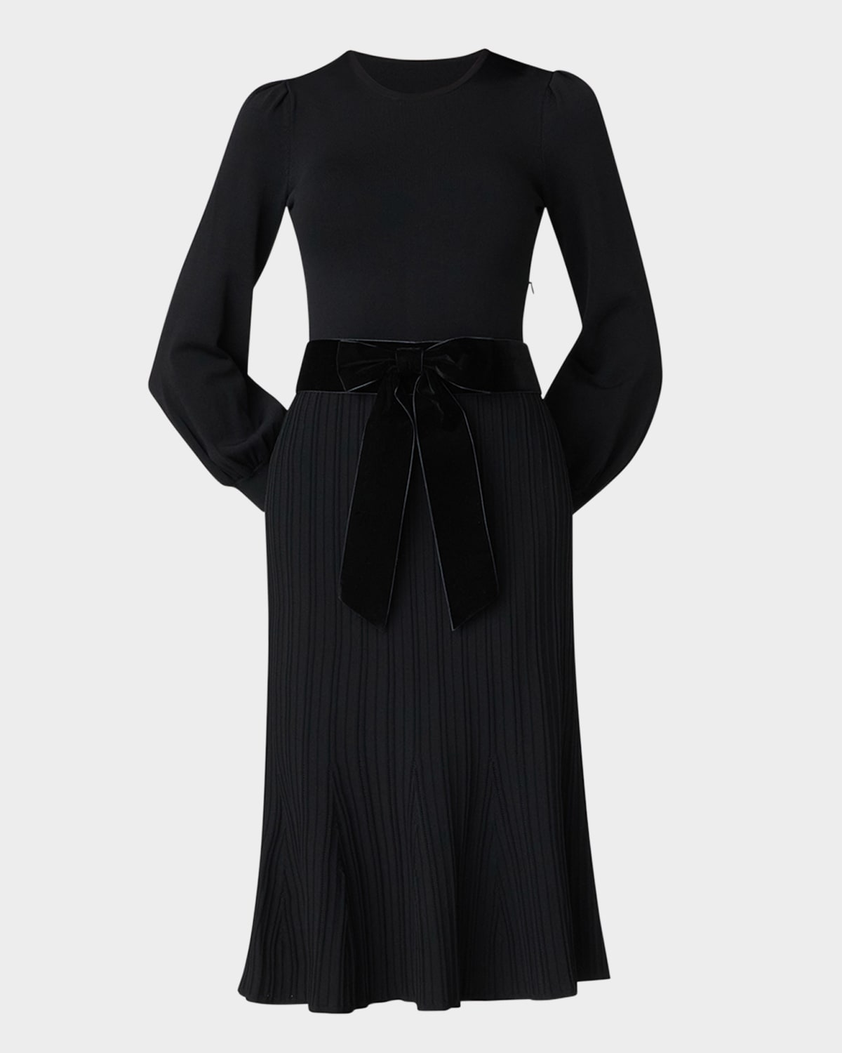 Ida Ribbed Bow-Front Midi Dress
