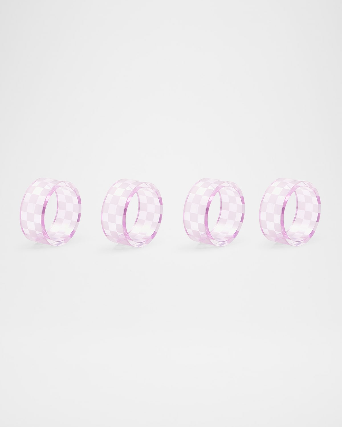 Mackenzie-childs Lavender Check Napkin Ring, Set Of 4 In Pink