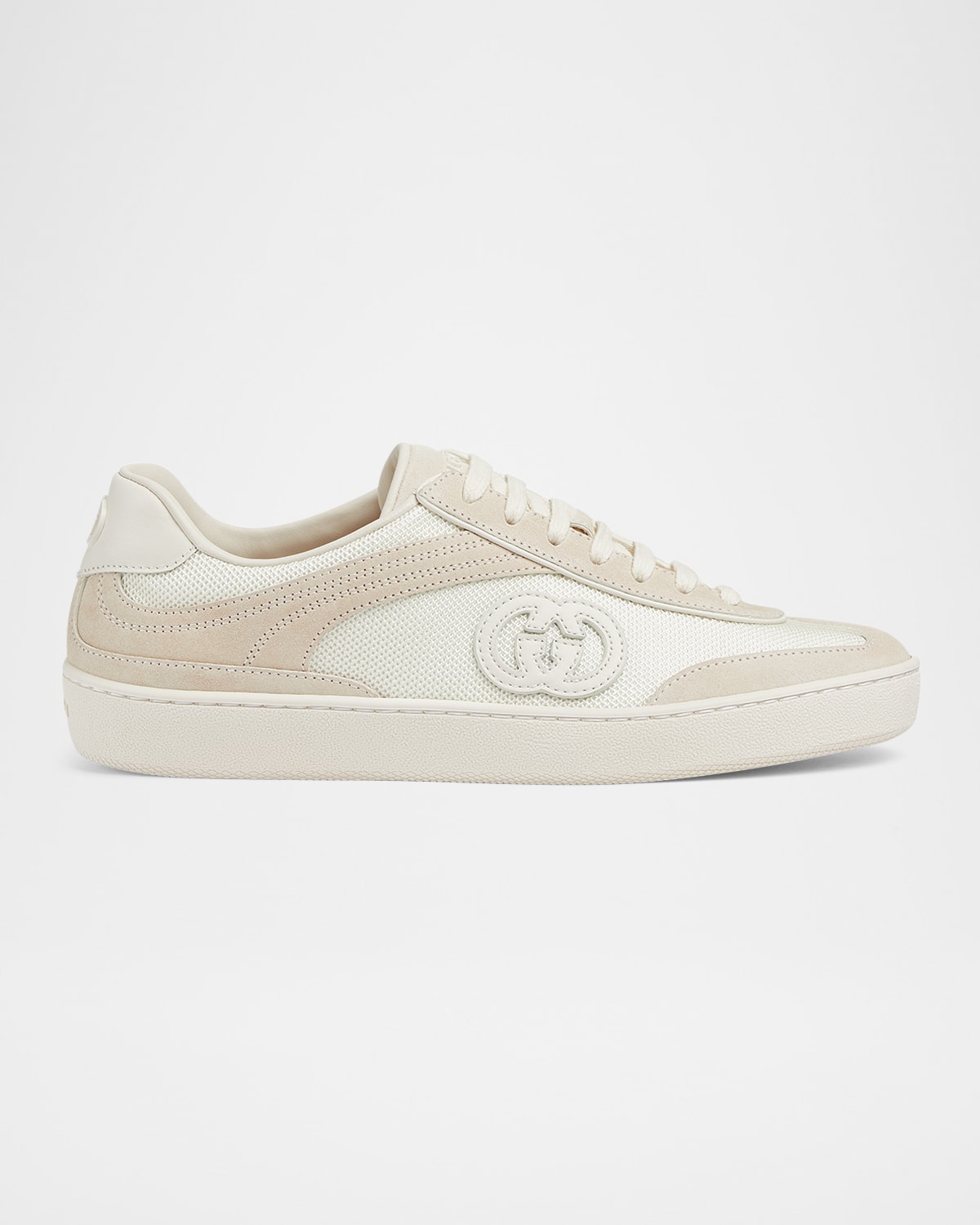 Gucci Ivory Fabric And Suede Sneakers In Off White