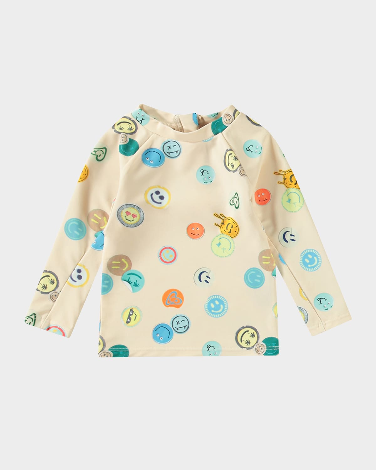Molo Boy's Nemo Long-sleeve Rashguard Swim Top In Sand Smile