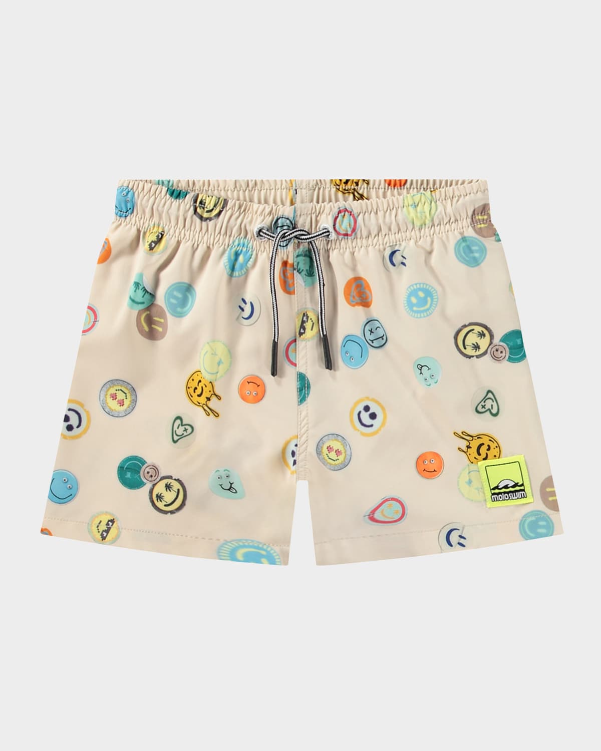 Molo Boy's Niko Printed Swim Shorts In Sand Smile