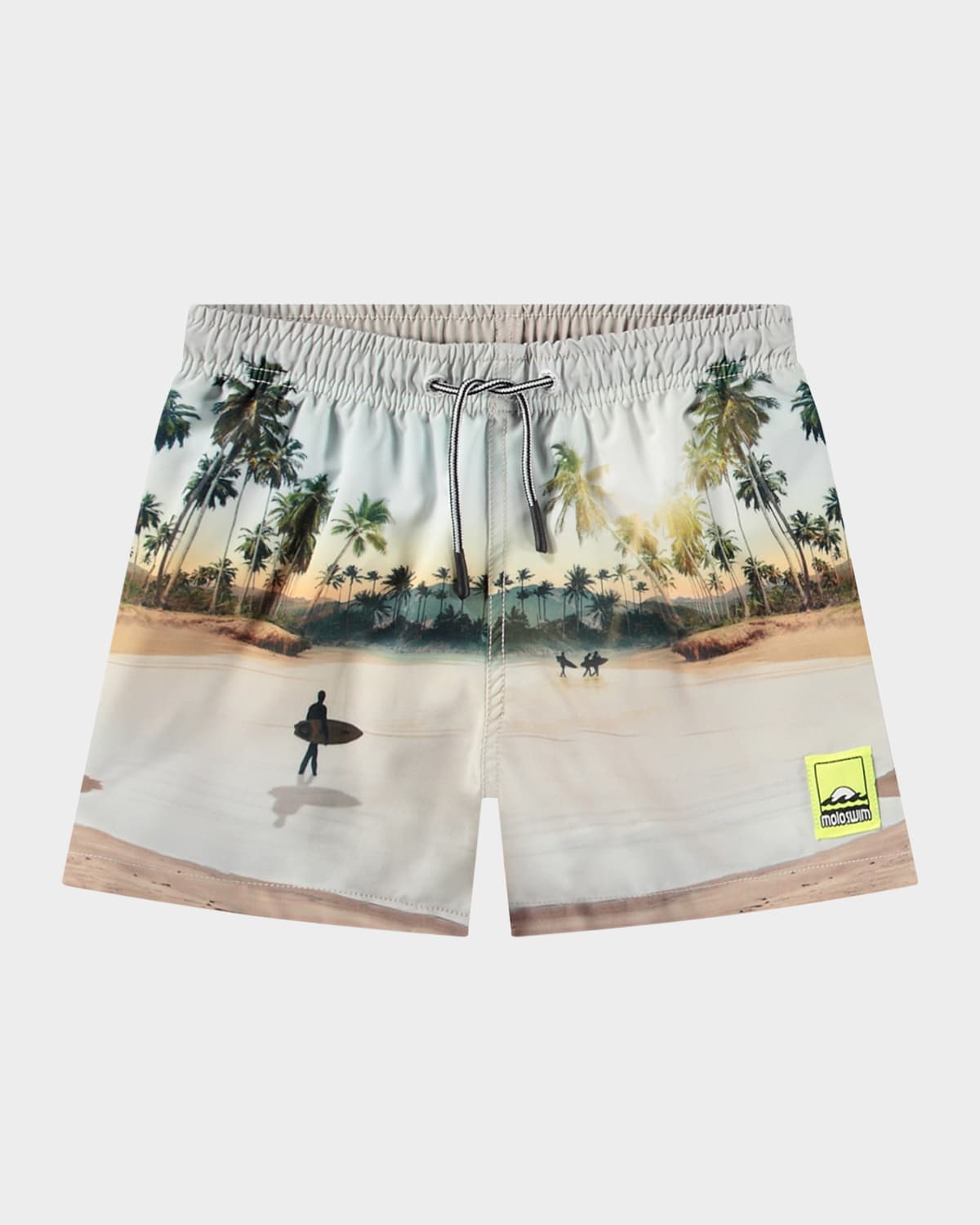 Molo Boy's Niko Surf-print Swim Shorts In Island Surf