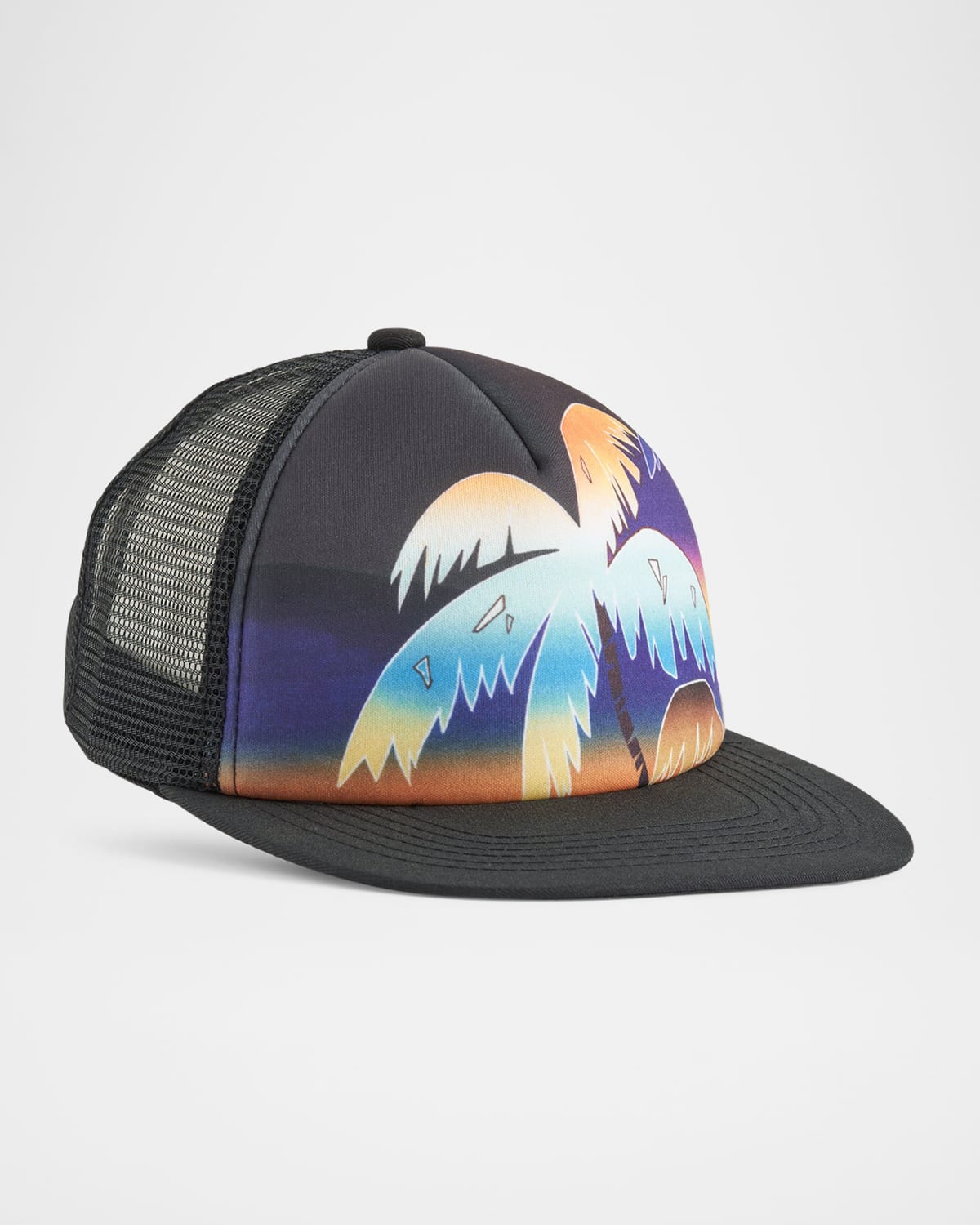 Molo Boy's Big Shadow Trucker Hat In Faded Palmtrees