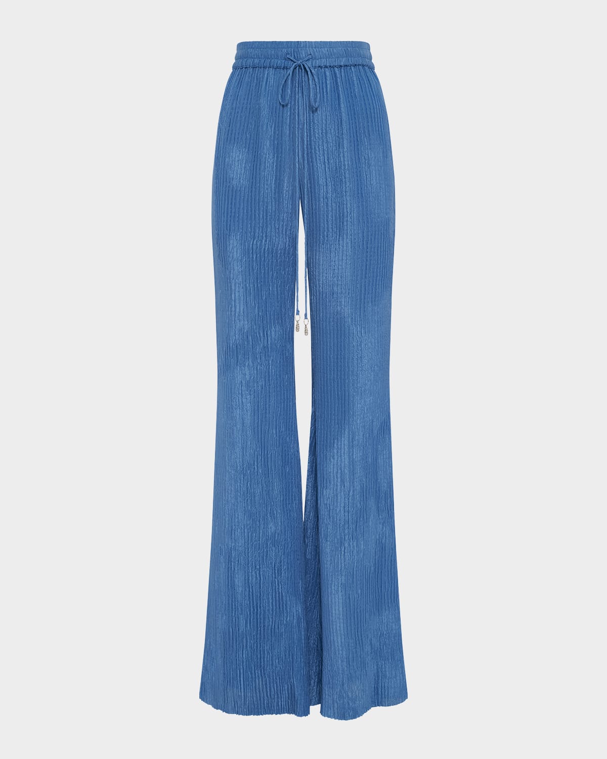 Gabriela Hearst Claude Flare Pant In Sky Plisse Silk In Sky