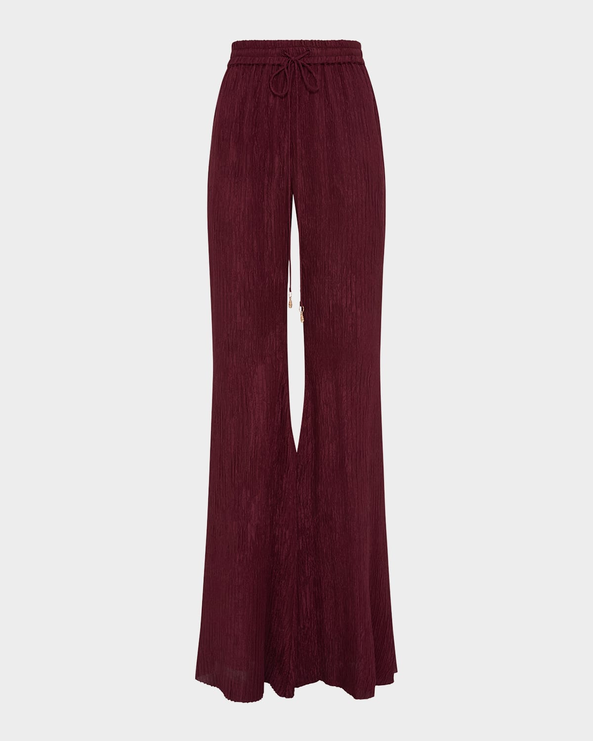 Gabriela Hearst Claude Flare Pant In Bordeaux Plisse Silk In Bordeaux