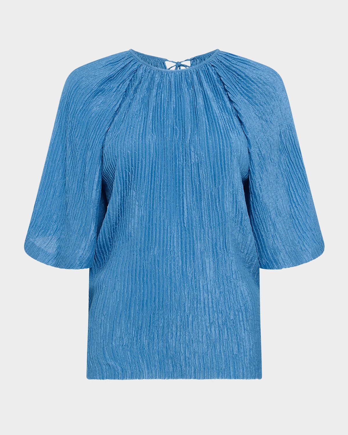 Gabriela Hearst Nula Top In Sky Plisse Silk In Sky