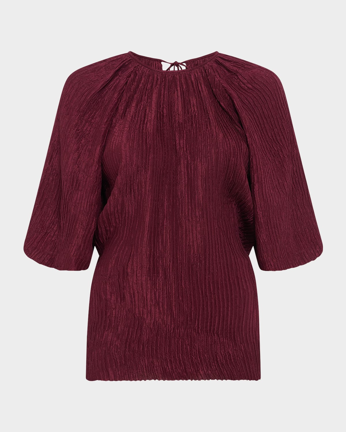 Gabriela Hearst Nula Top In Bordeaux Plisse Silk In Bordeaux