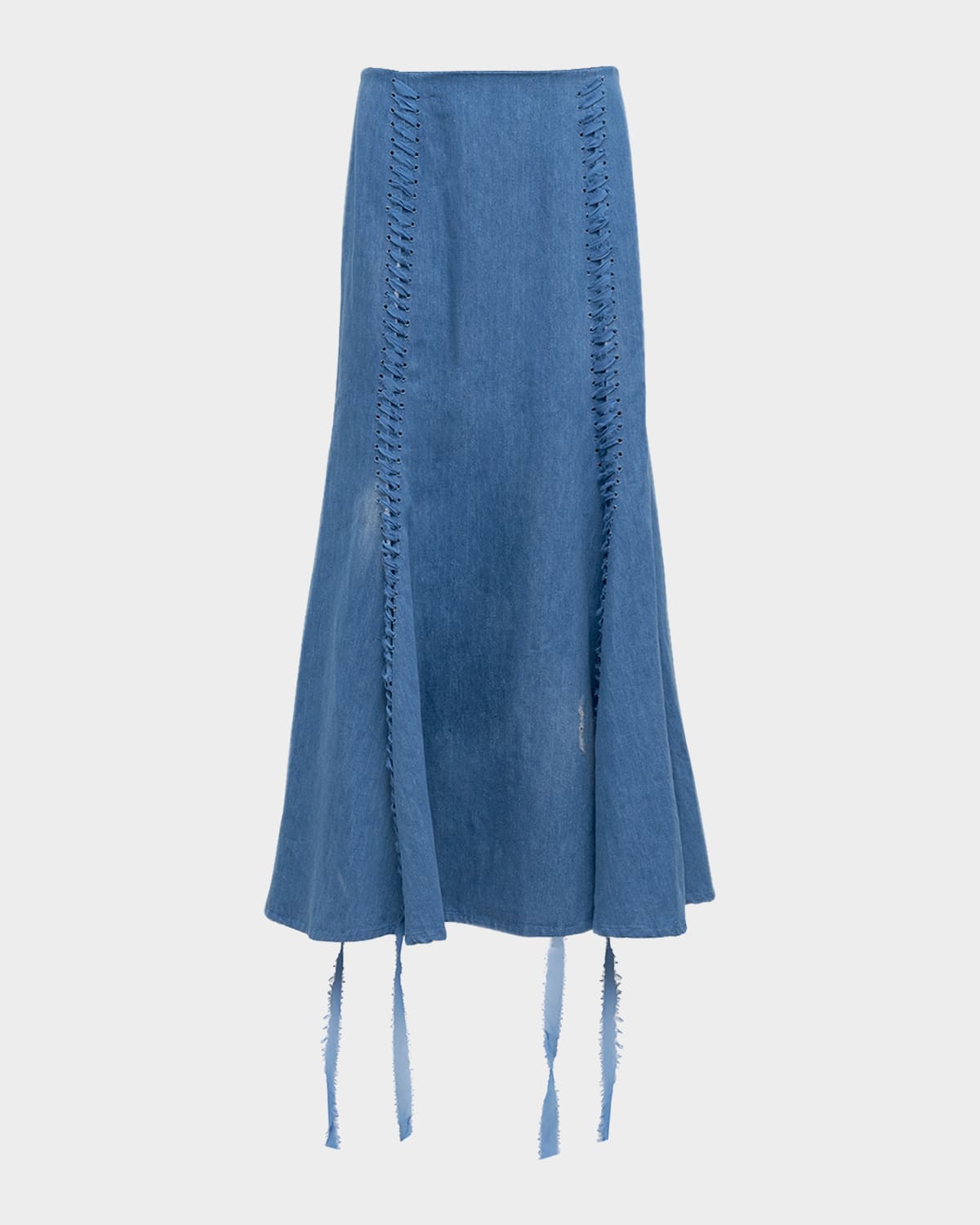 Dion Lace-Up Denim Maxi Skirt