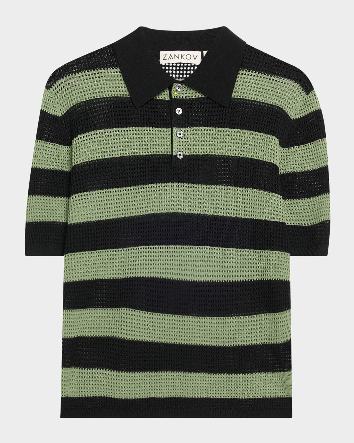 ZANKOV LUKE STRIPE MERINO WOOL POLO TOP 