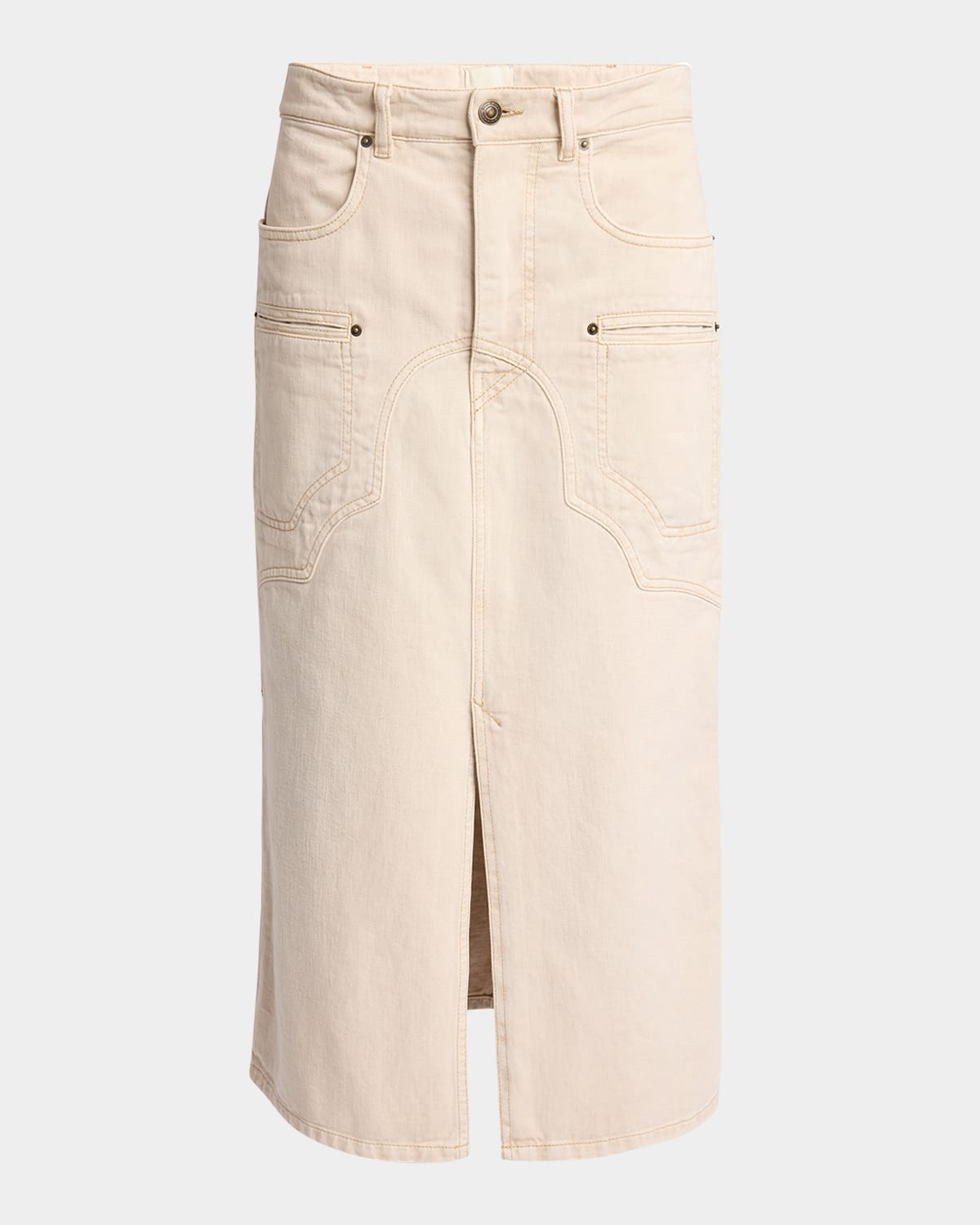 Britt Western Denim Slit Midi Skirt