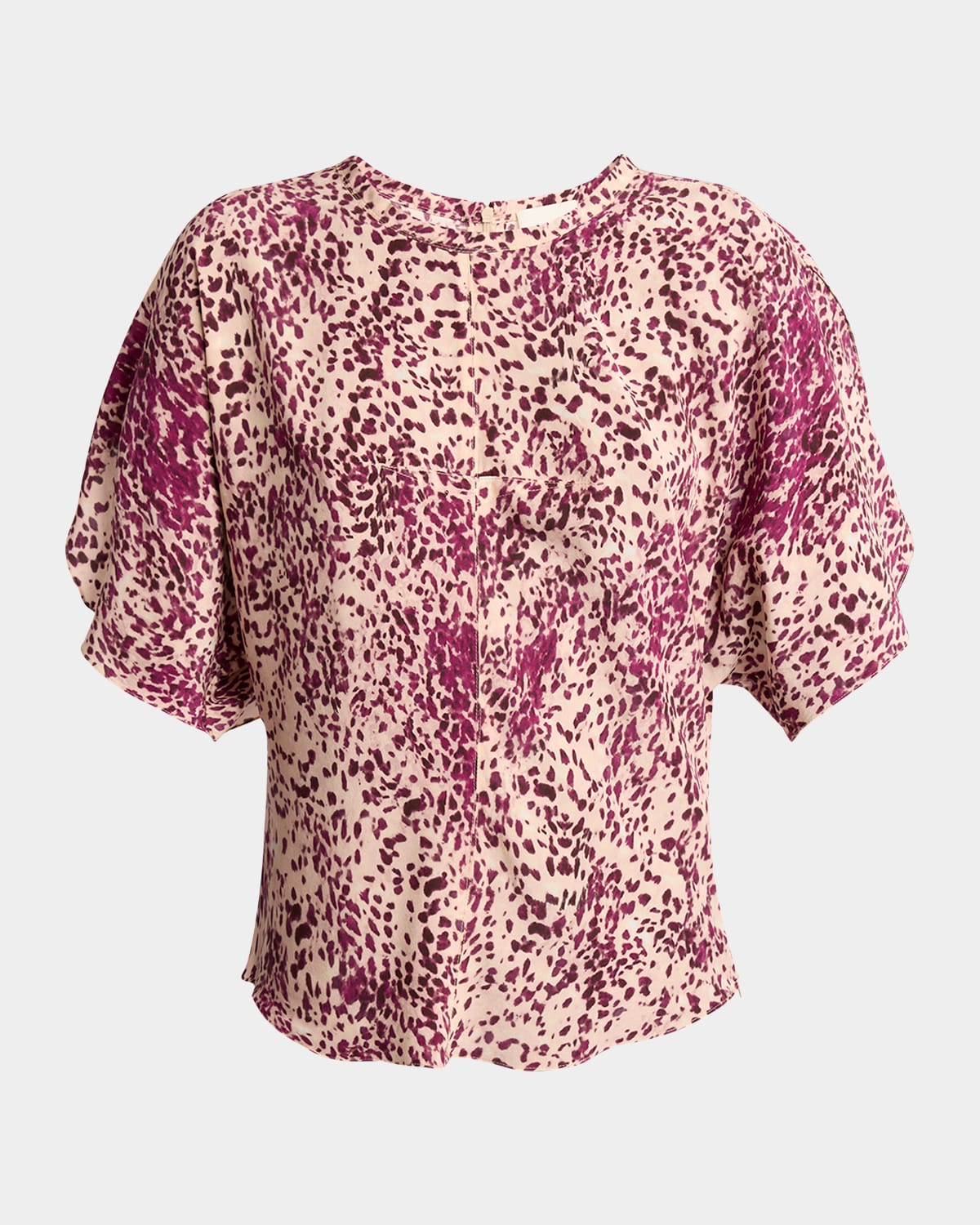 Shop Isabel Marant Karlita Spotted-print Silk Short-sleeve Blouse In Purpleecru